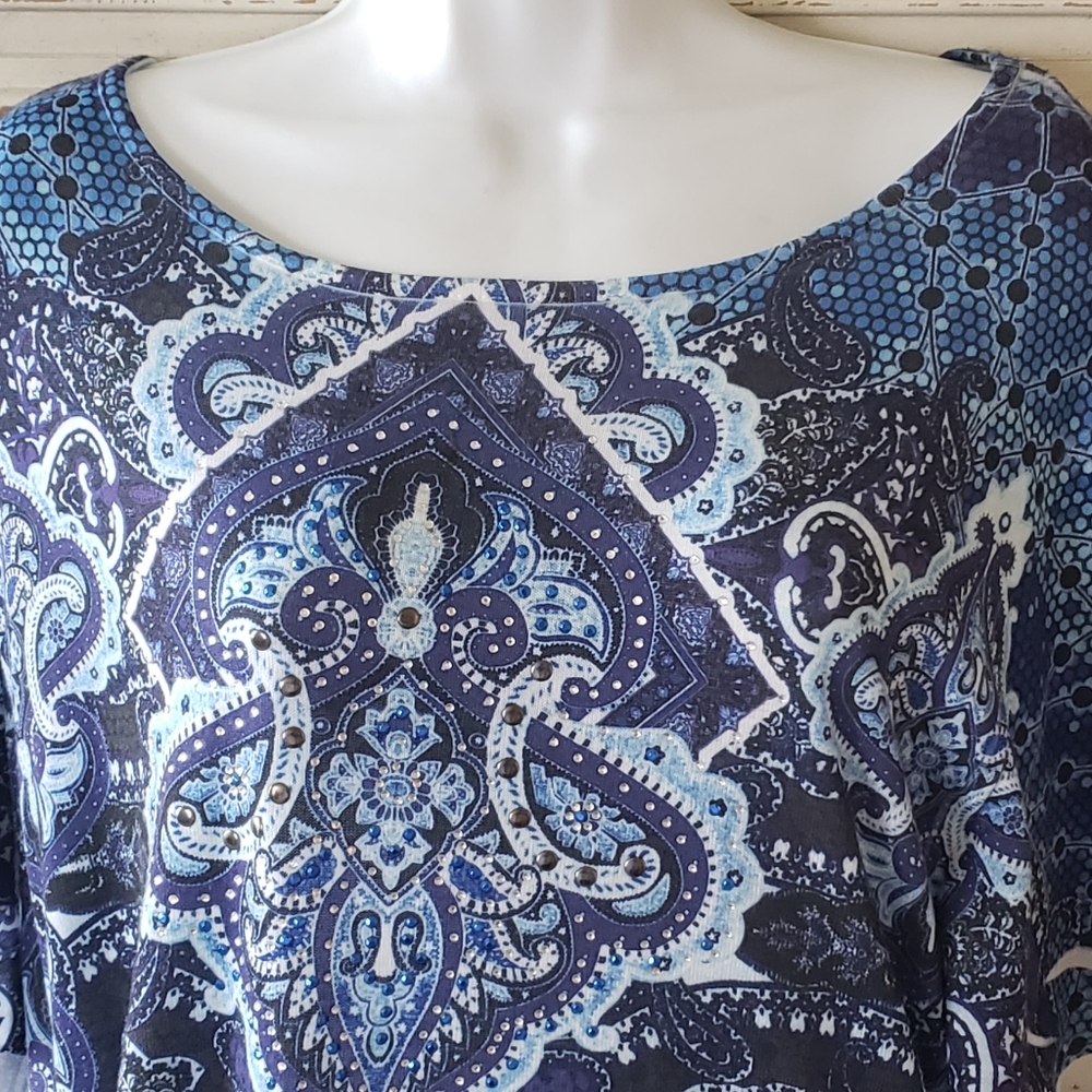 Women's Top Style & Co sz XL blue print